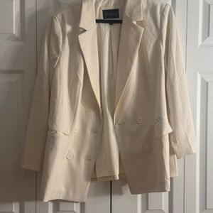 Eloquii Off-White Double-Breasted Blazer
